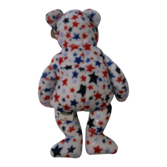 VTG TY Beanie Babies "Red, White, & Blue" White Bear with Stars 2002 - Picture 7 of 10